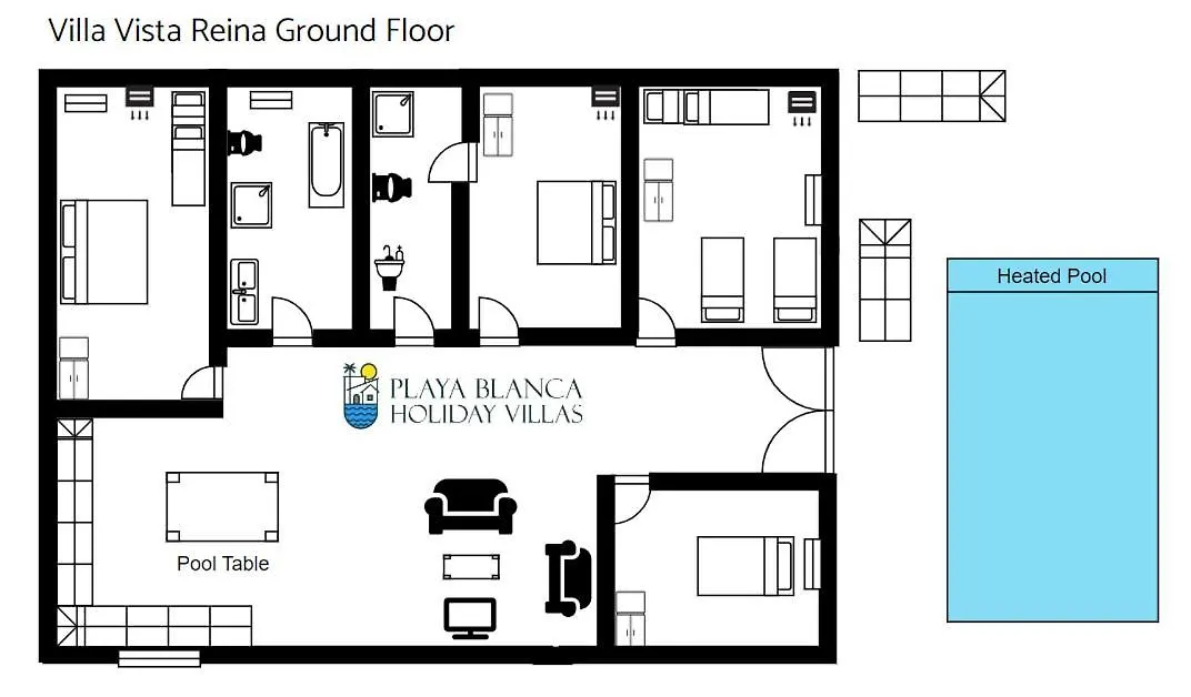 Villa Vista Reina - Luxury 6 Bedroom - Heated Pool- Views - Pool Table - Vista Lobos - Playa Blanca